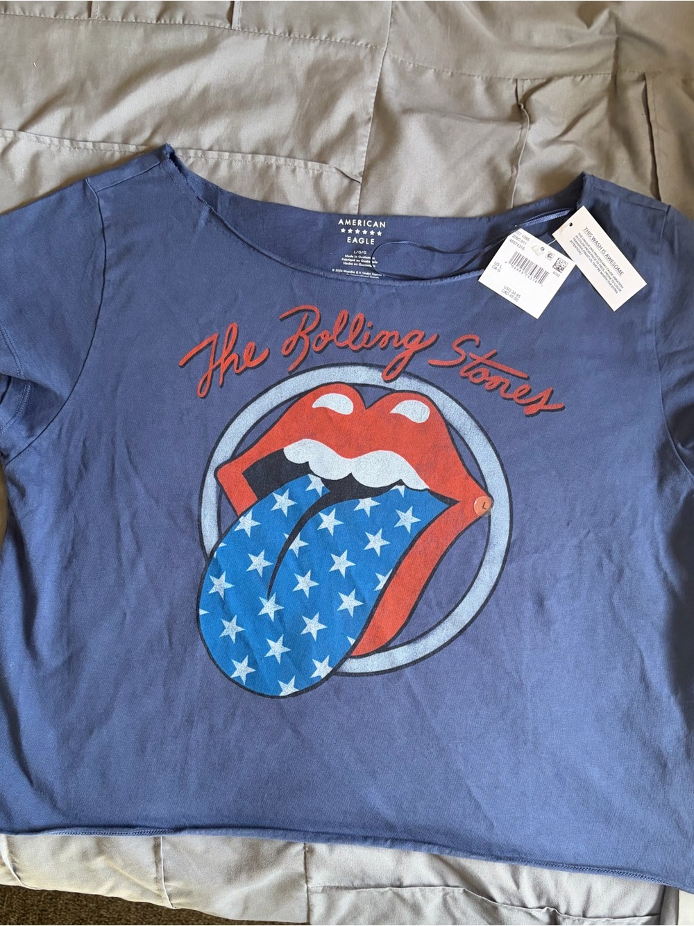 American Eagle Outfitters Woman Blue Rolling Stones Graphic Tee